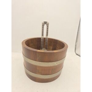 Vintage Basketville Putney Vermont Wood Nut Bowl Barrel With Cracker Only